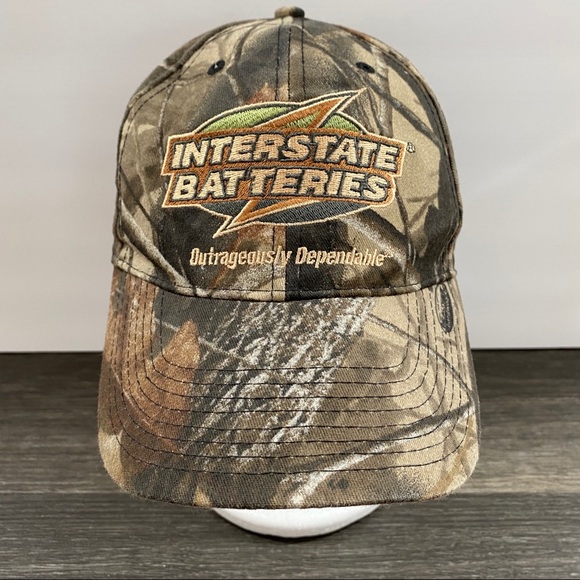 Vintage Interstate Batteries RealTree Hardwood Camouflage Camo Snapback Hat Cap - Picture 1 of 9